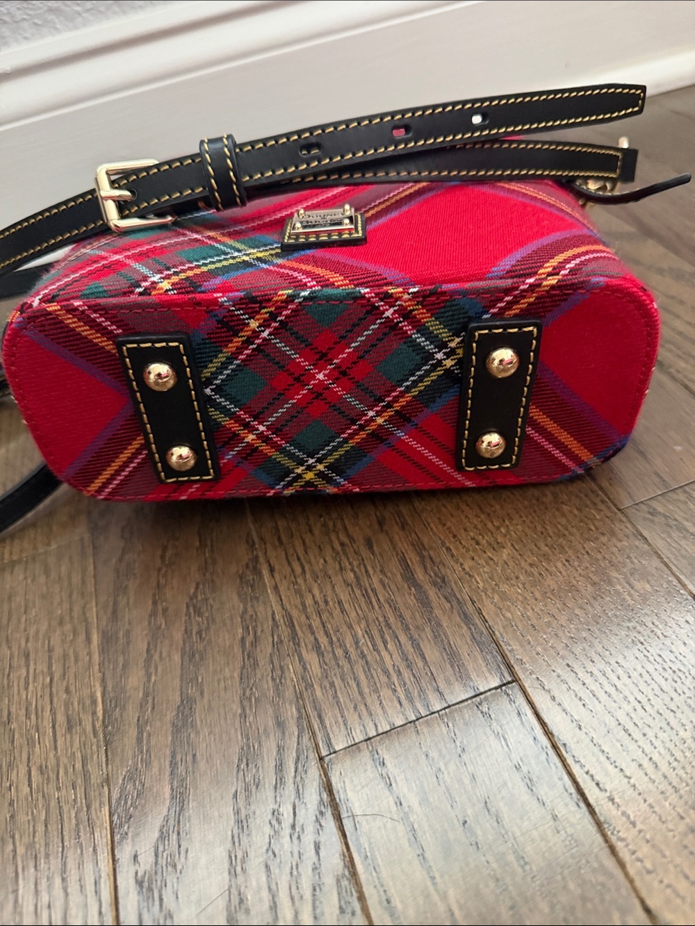 Dooney & Bourke Red Plaid Crossbody with Black Strap - Picture 6 of 7